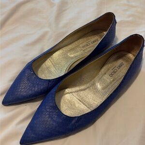Jimmy Choo Blue Textured Flats